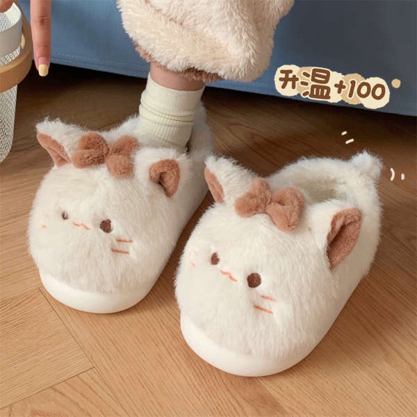 Dép Bông Đi Trong Nhà Chống Trượt Giữ Ấm Mùa Đông Thiết Kế Hình Mèo Dễ Thương