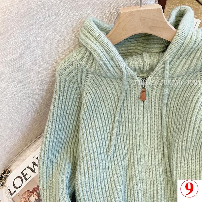 Áo Khoác cardigan Dệt Kim Có Nón Mềm Và Khóa Kéo Phong Cách Thời Trang 202