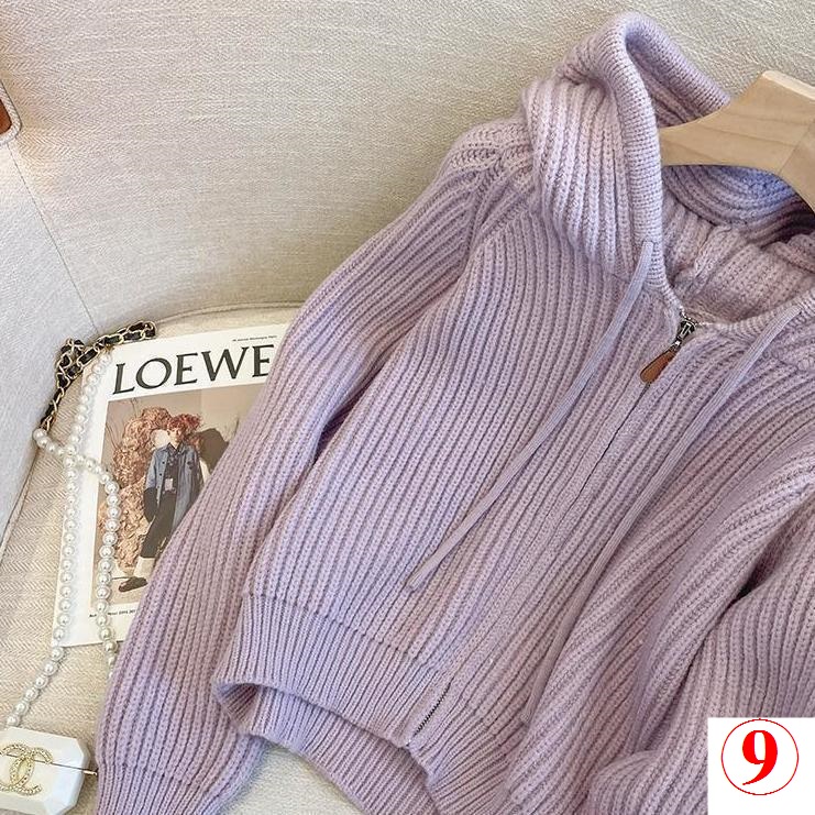 Áo Khoác cardigan Dệt Kim Có Nón Mềm Và Khóa Kéo Phong Cách Thời Trang 202