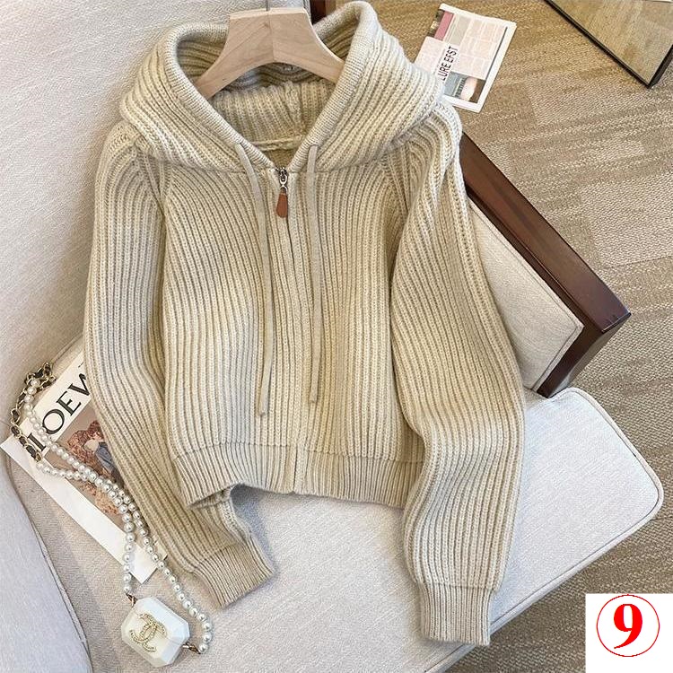 Áo Khoác cardigan Dệt Kim Có Nón Mềm Và Khóa Kéo Phong Cách Thời Trang 202