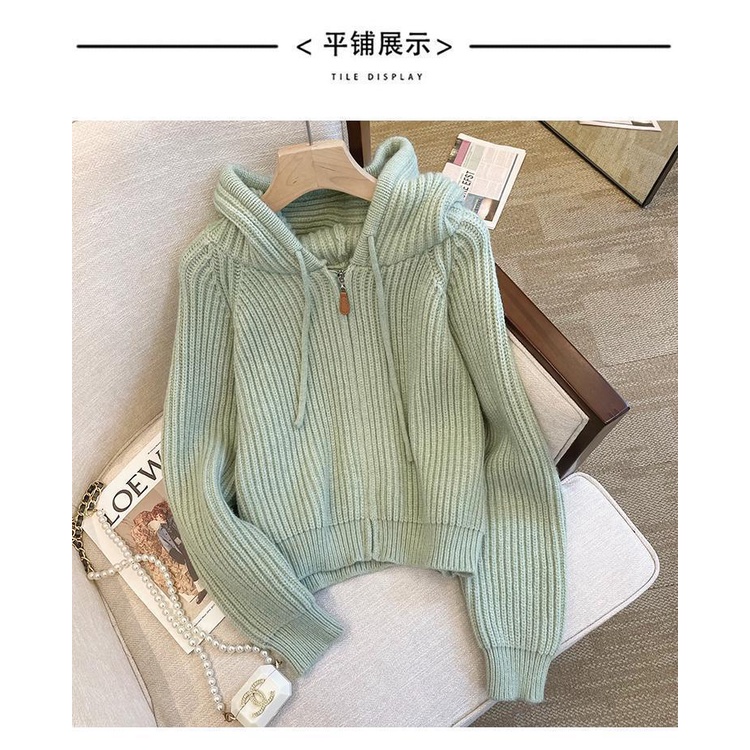 Áo Khoác cardigan Dệt Kim Có Nón Mềm Và Khóa Kéo Phong Cách Thời Trang 202