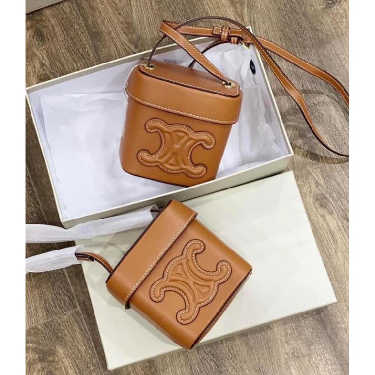 Túi Ce.lin dáng hộp màu nâu hàng QC cho nữ