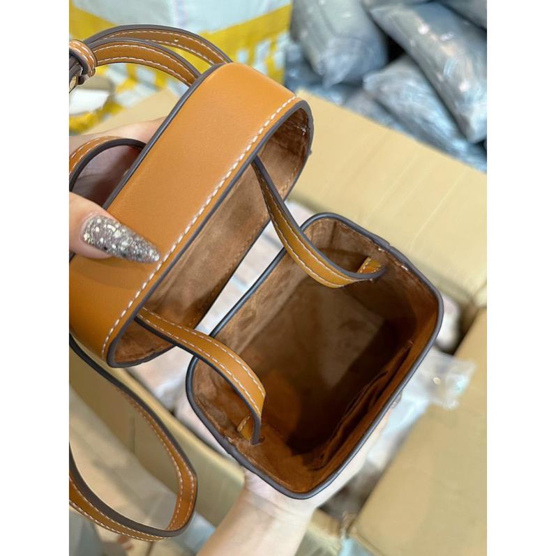 Túi Ce.lin dáng hộp màu nâu hàng QC cho nữ