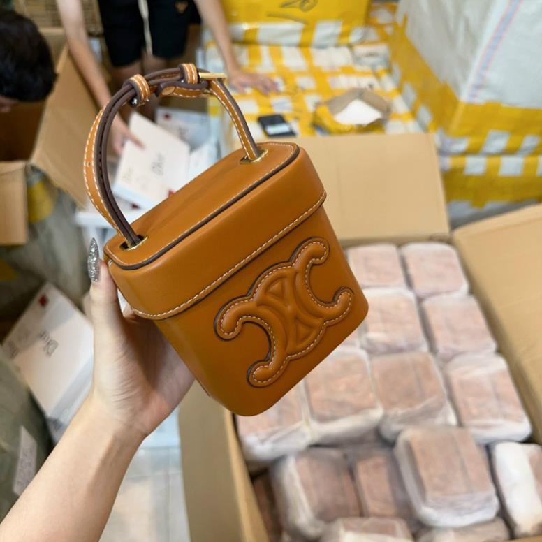 Túi Ce.lin dáng hộp màu nâu hàng QC cho nữ