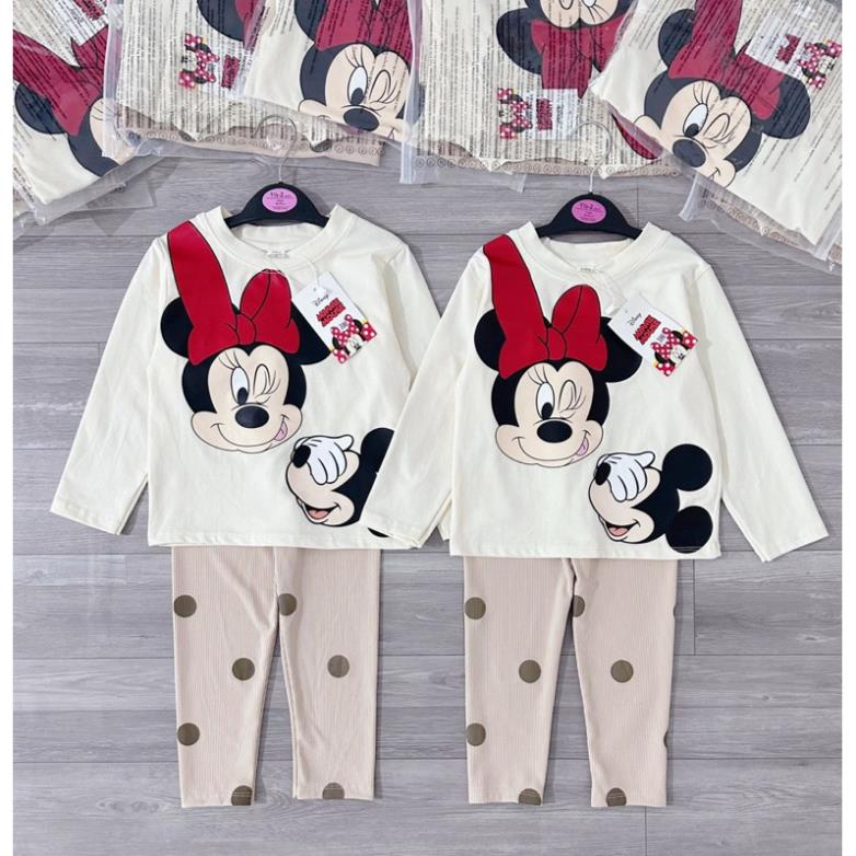 BỘ MICKY NƠ ĐỎ KÈM QUẦN LEGGING CHẤM BI CHO BÉ NEW