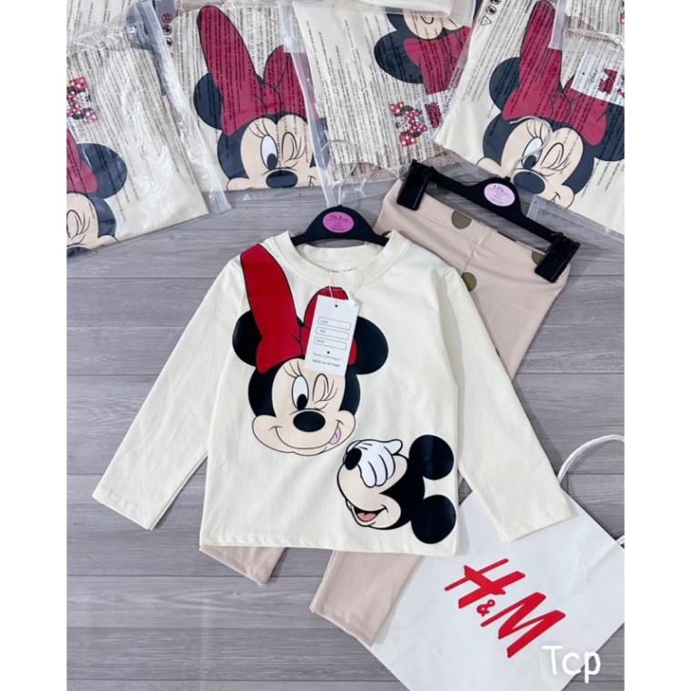 BỘ MICKY NƠ ĐỎ KÈM QUẦN LEGGING CHẤM BI CHO BÉ NEW