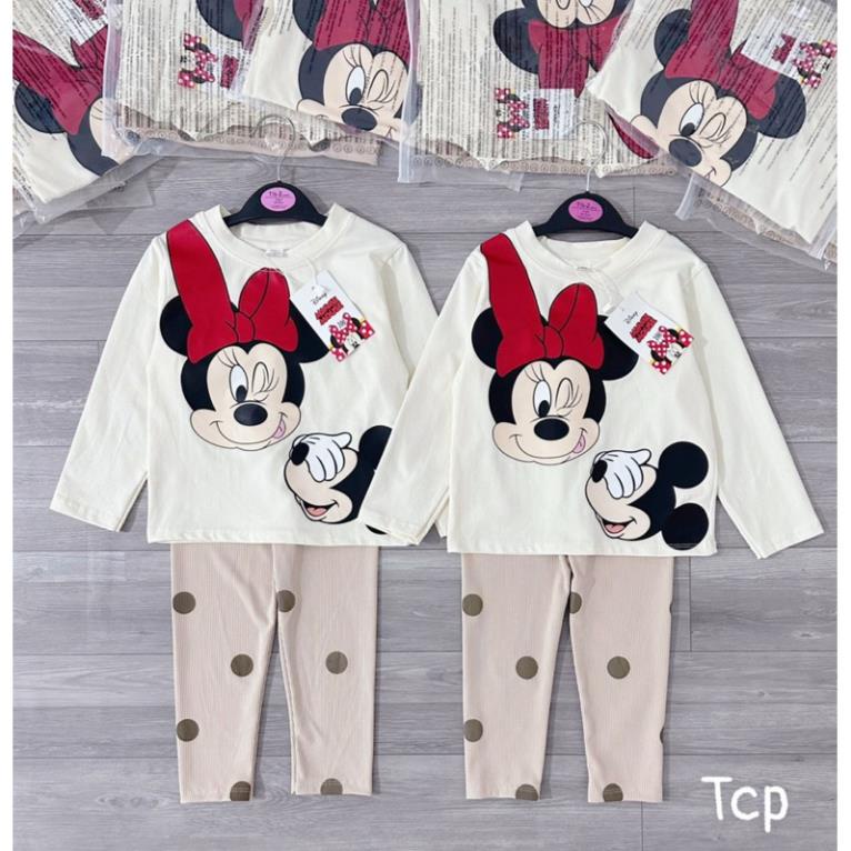 BỘ MICKY NƠ ĐỎ KÈM QUẦN LEGGING CHẤM BI CHO BÉ NEW
