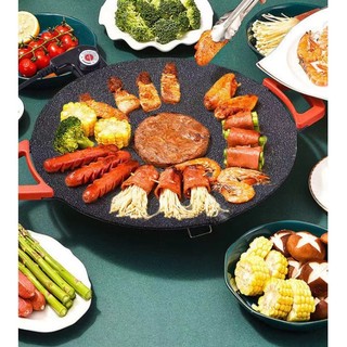 Chảo đá nướng điện men nhật bản chống dính, chảo đá nướng thịt bbq không cần dầu.