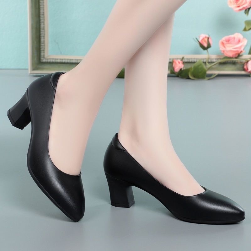Giày Cao Gót Da Thật Đế Mềm Dày Dặn Thoải Mái Thời Trang Mùa Xuân 2023 Cho Nữ