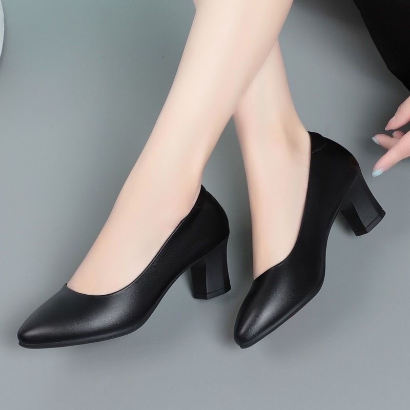 Giày Cao Gót Da Thật Đế Mềm Dày Dặn Thoải Mái Thời Trang Mùa Xuân 2023 Cho Nữ