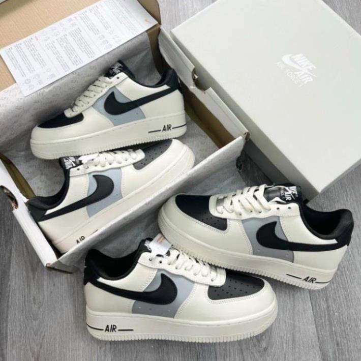 Giày AF1 Mũi Đen Nam Nữ, giày Air Force 1 Low Cream Black Hót Trend Bản Cao Cấp,Hàng Đẹp Tặng Hộp Và Bill