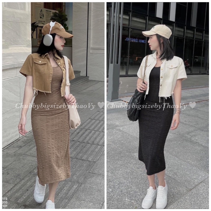 SET ĐẦM 2S ÁO KHOÁC JEAN CROPTOP BIGSIZE TỪ 50-100kg