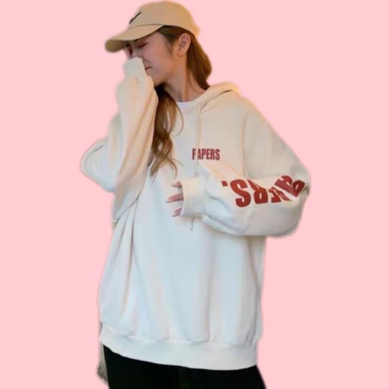 Áo Hoodie Form Rộng Dáng Dài Nam Nữ Unisex In Chữ Tại Tay Áo