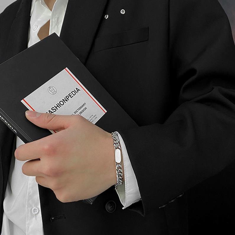 Vòng tay nam lắc tay nam nữ unisex basic KuuClothes chất liệu titan không gỉ mắt xích 8mm - Vòng Tay Square