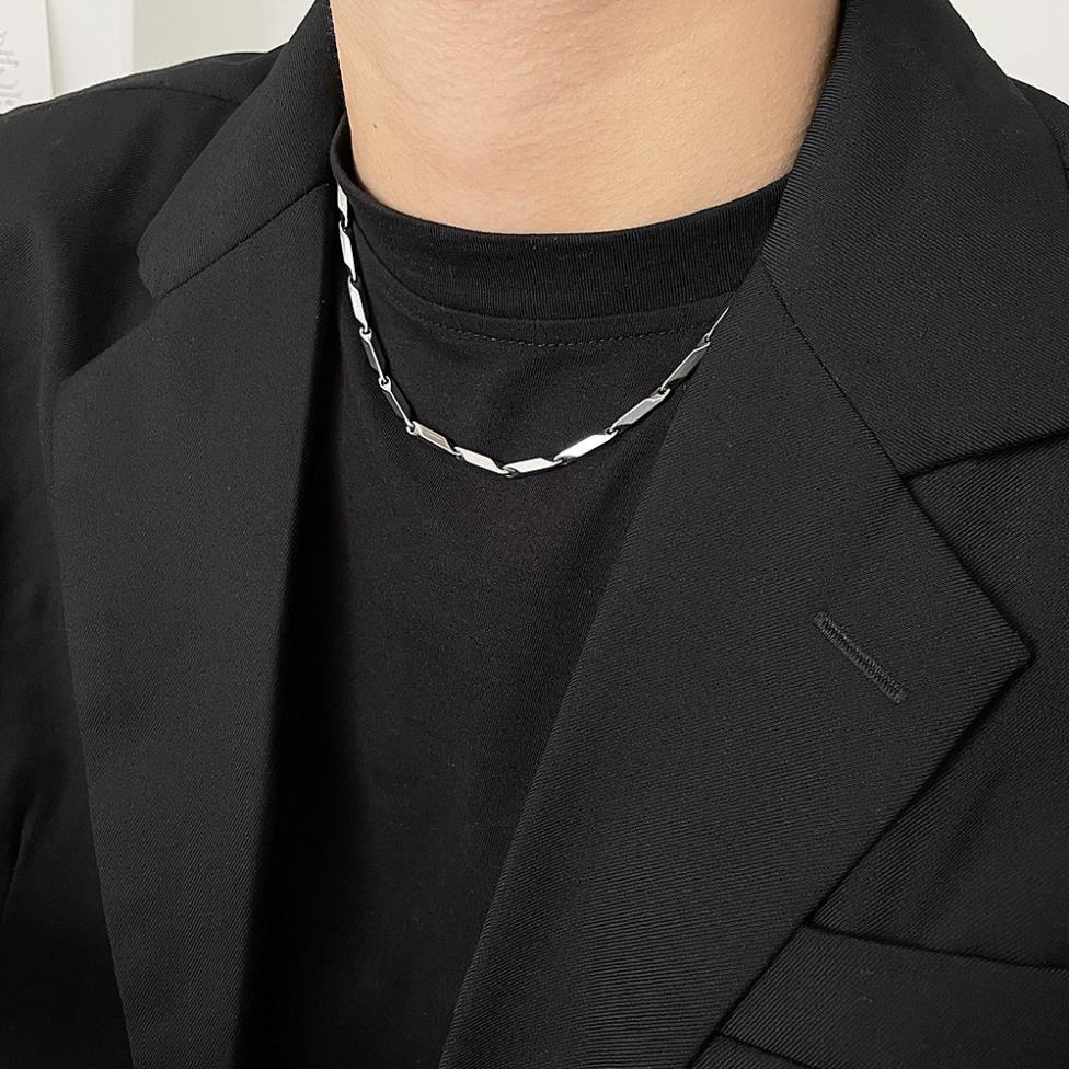 Dây chuyền nam nữ tiitan Xích Trơn Kuu Clothes 3mm mặt hình thoi thời trang basic titan bạc đẹp không gỉ - Xích Trơn
