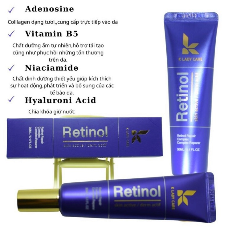 Kem Dưỡng Retinol 0.5% K Lady Care 30ml Hàn Quốc Giảm mụn, Giữ Ẩm, Kiềm Dầu Giúp Da Căng Bóng - ACV