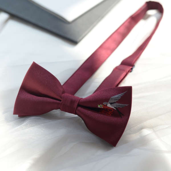 Cà Vạt Nơ Màu Đỏ Tía Phong Cách retro Thời Trang Cho Nam