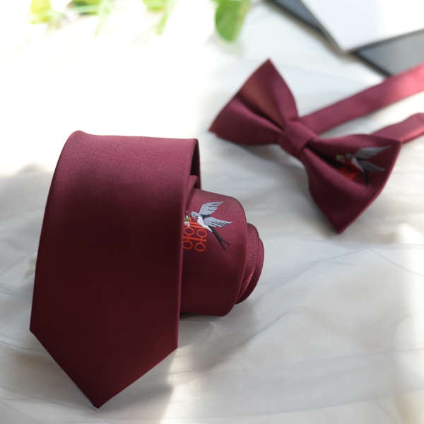 Cà Vạt Nơ Màu Đỏ Tía Phong Cách retro Thời Trang Cho Nam