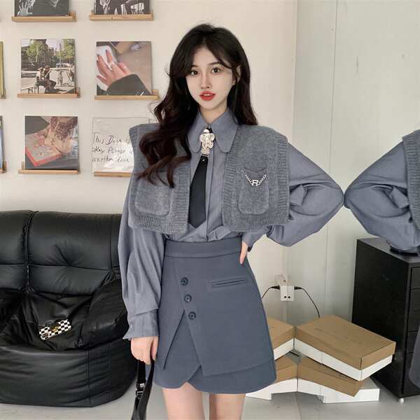 Cà Vạt Da Phối Khóa Kim Loại Phong Cách punk jk 2023 Cho Nữ