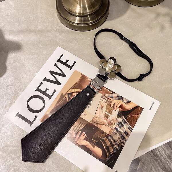 Cà Vạt Da Phối Khóa Kim Loại Phong Cách punk jk 2023 Cho Nữ