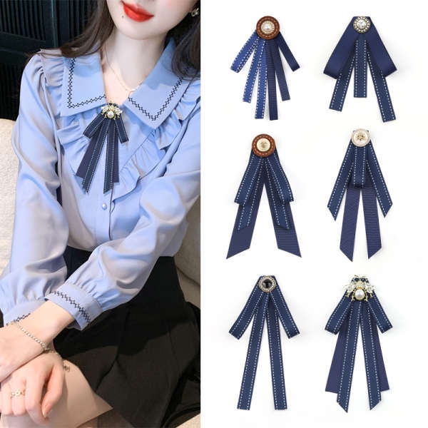 Nơ Cài Cổ Áo Sơ Mi Màu Xanh Dương Trơn Thắt Nơ Nhỏ Xinh Thời Trang Mùa Hè Hàng Mới Dành Cho Bạn Nữ