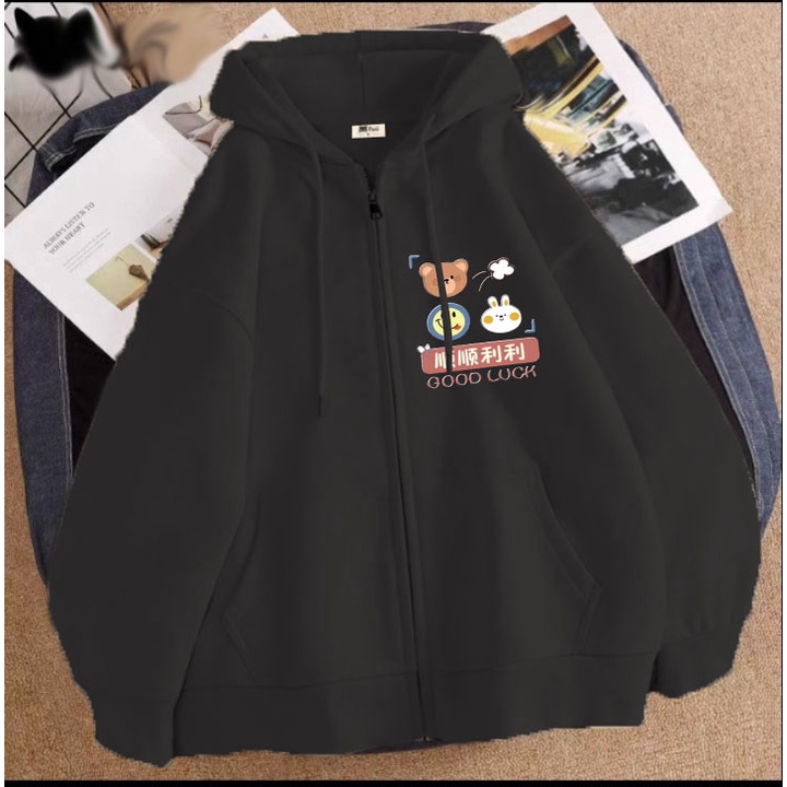 Áo khoác gấu cho bé gái chất nỉ phom rộng size từ 9 đến 65kg