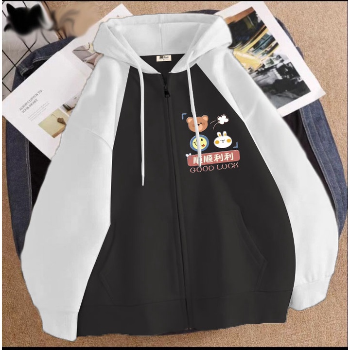 Áo khoác gấu cho bé gái chất nỉ phom rộng size từ 9 đến 65kg