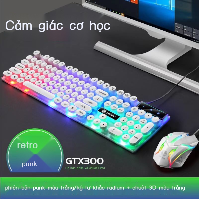 Bộ Bàn Phím Và Chuột Cảm Giác Cơ Học Máy Tính Để Chơi Game Xách Tay Đa Năng Có Dây USB Dạ Quang
