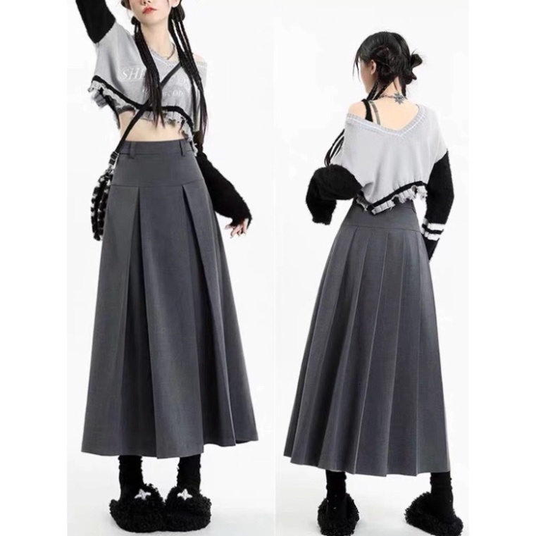 Chân váy dài ulzzang xếp ly mặc được 2 kiểu by may23 store