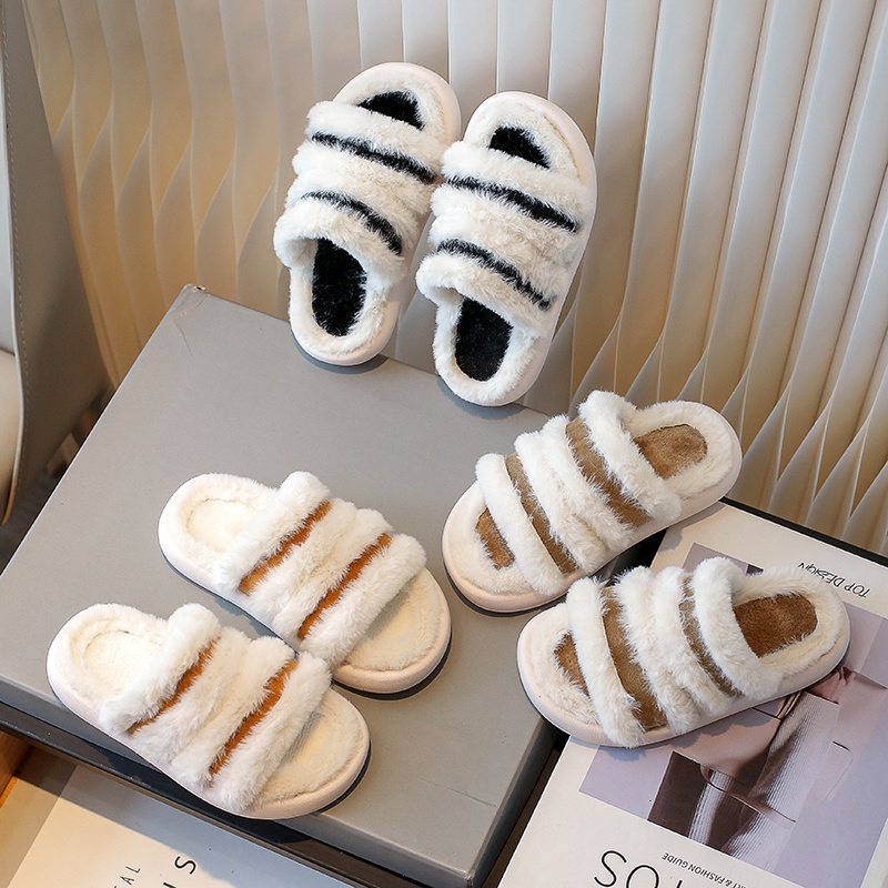 Dép Lê Phủ Lông Phong Cách Pháp Thời Trang Thu Đông Hàng Mới 2023 Dành Cho Bạn Nữ