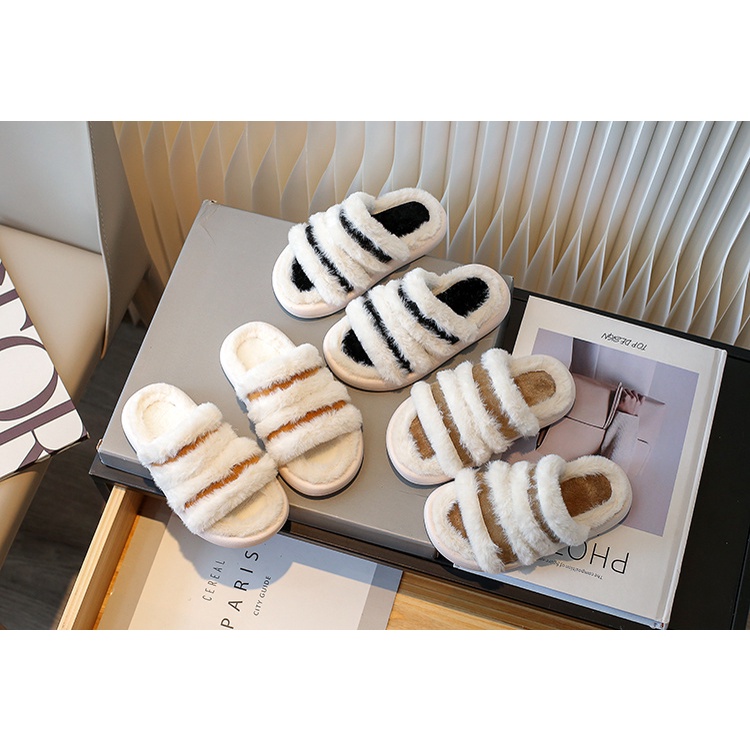 Dép Lê Phủ Lông Phong Cách Pháp Thời Trang Thu Đông Hàng Mới 2023 Dành Cho Bạn Nữ