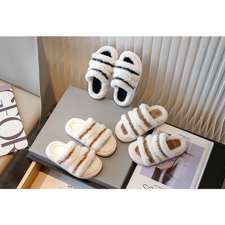 Dép Lê Phủ Lông Phong Cách Pháp Thời Trang Thu Đông Hàng Mới 2023 Dành Cho Bạn Nữ