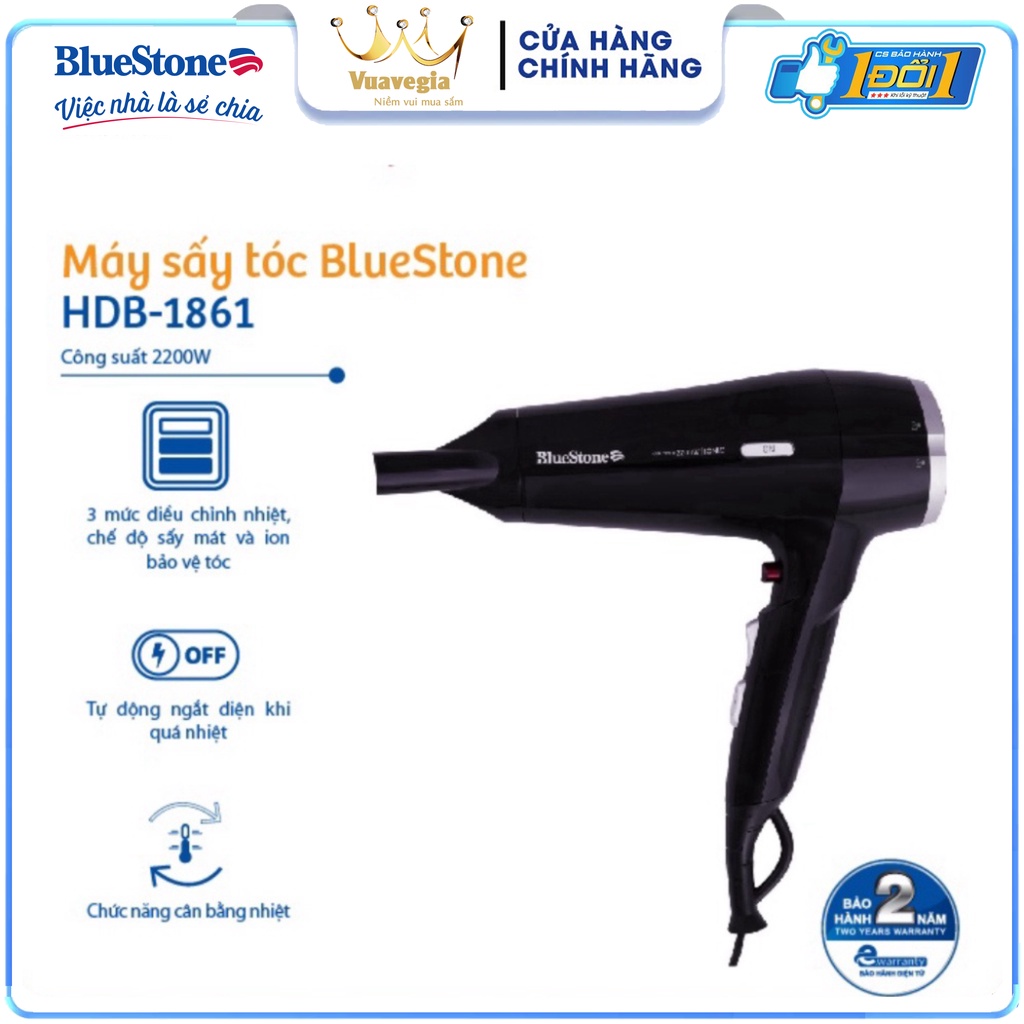 MÁY SẤY TÓC BLUESTONE HDB-1861 - Hàng Chính Hãng Bảo Hành 24 Tháng