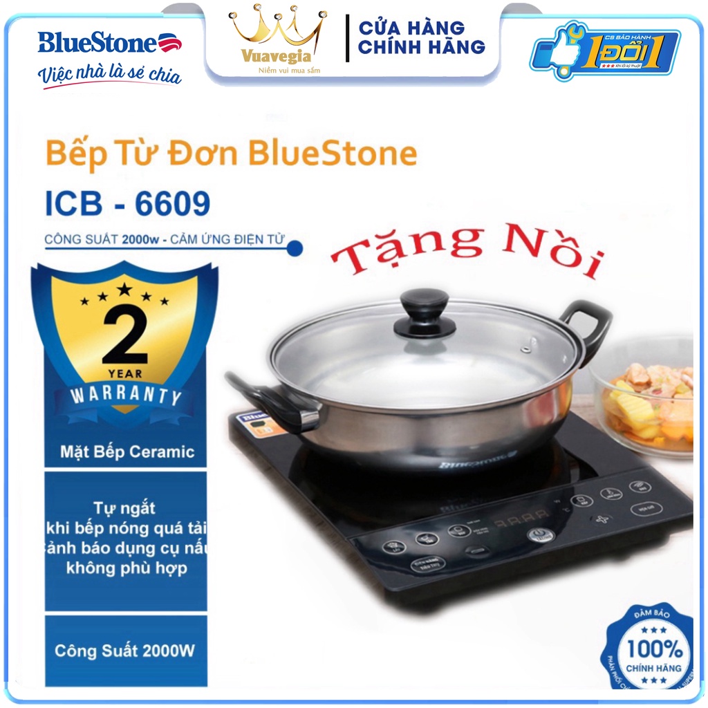 Bếp Từ Bluestone ICB-6609, Công Suất 2000W, Mặt Kính Ceramic, Hàng Chính Hãng Bảo Hành 24 Tháng