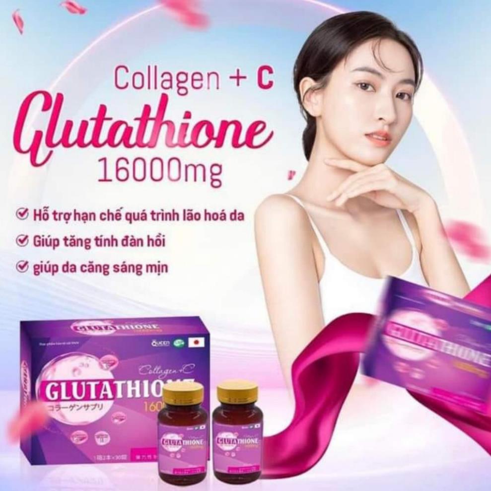 Glutathione 16000mg,glutathione,viên uống trắng da,mờ nám, giảm thâm, nâng tone collagen+C, hộp 60 viên chính hãng 100%