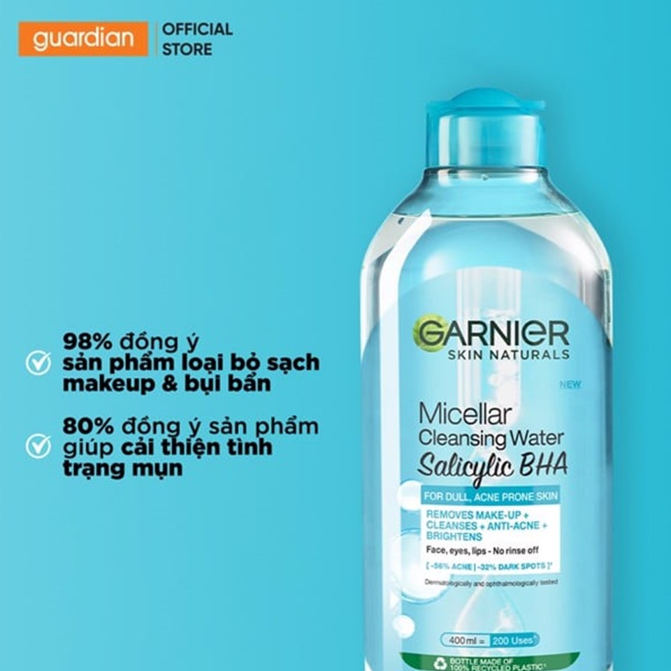 Nước Tẩy Trang Cho Da Dầu Mụn Micellar Water Garnier 400Ml