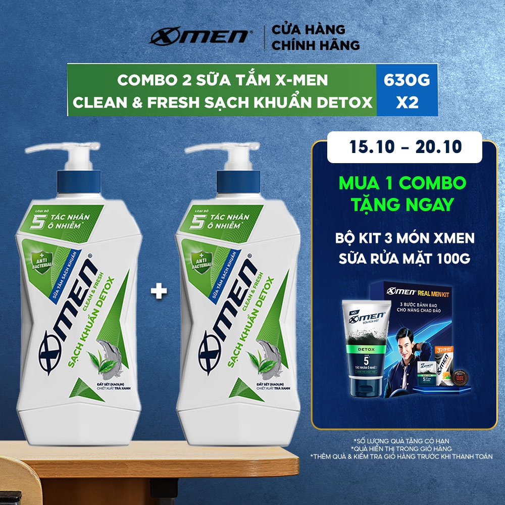 Combo 2 Sữa Tắm XMEN Clean & Fresh Sạch Khuẩn Khử Mùi 630Gx2