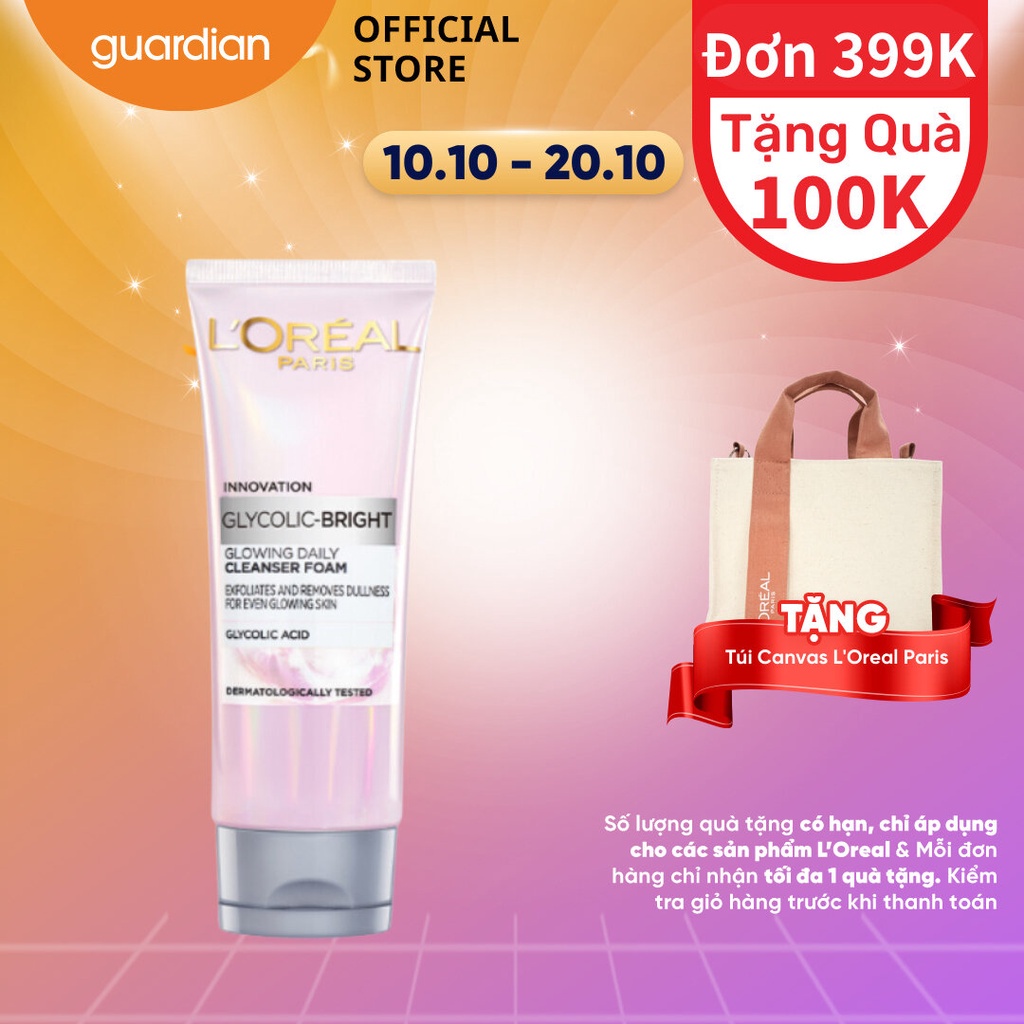 Sữa rửa mặt L'Oreal Paris Glycolic Bright sáng da 100ml