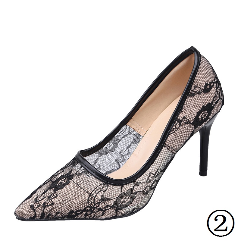 Giày Cao Gót Mũi Nhọn Thiết Kế Mới Mùa Hè 2023 Phong Cách niche Khí Chất Phối Ren Lưới Thoáng Khí Dành Cho Bạn
