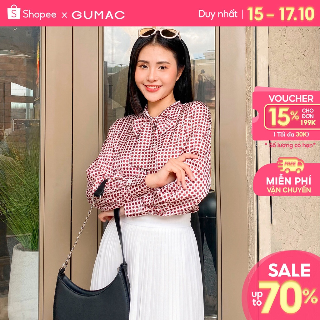 Áo kiểu họa tiết thời trang GUMAC AC12088