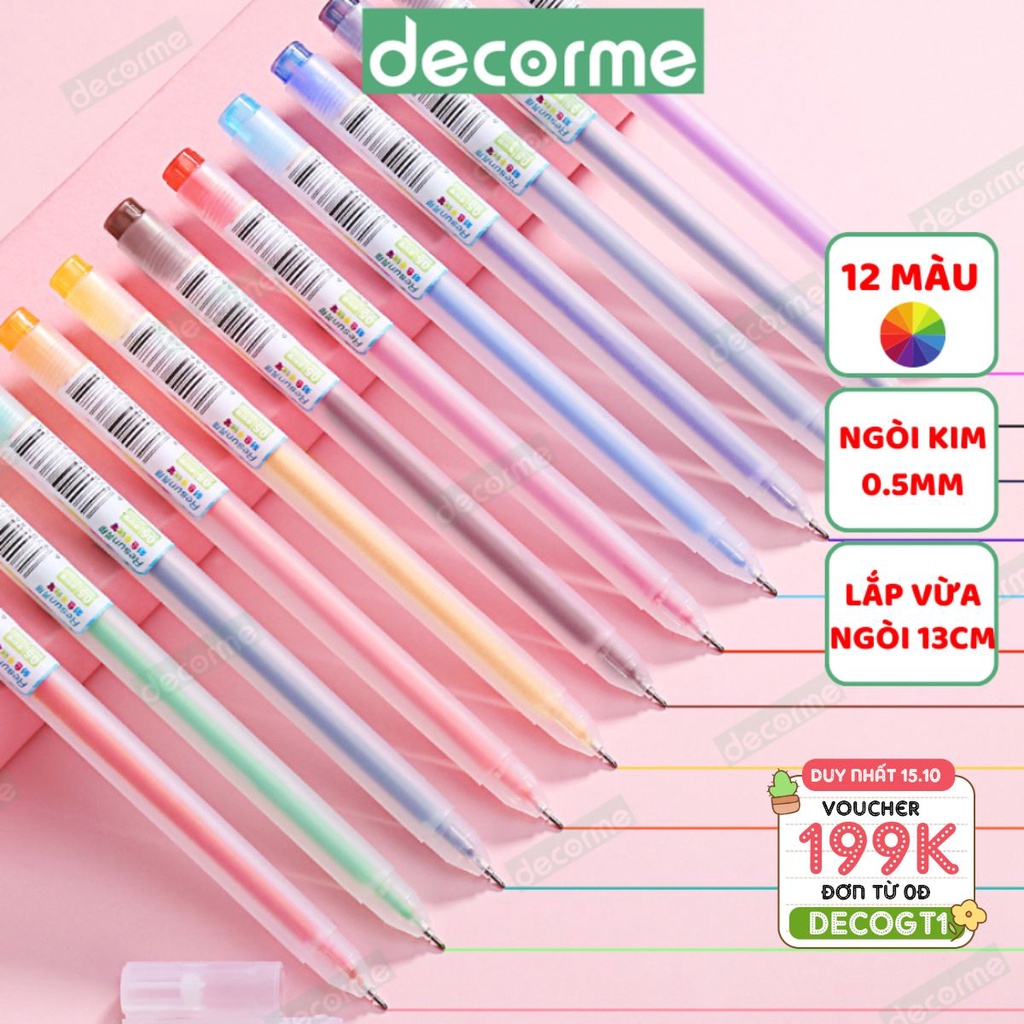 Set 12 bút đi nét nhiều màu 0.5mm Resun viết sổ tay trang trí thiệp bullet journal