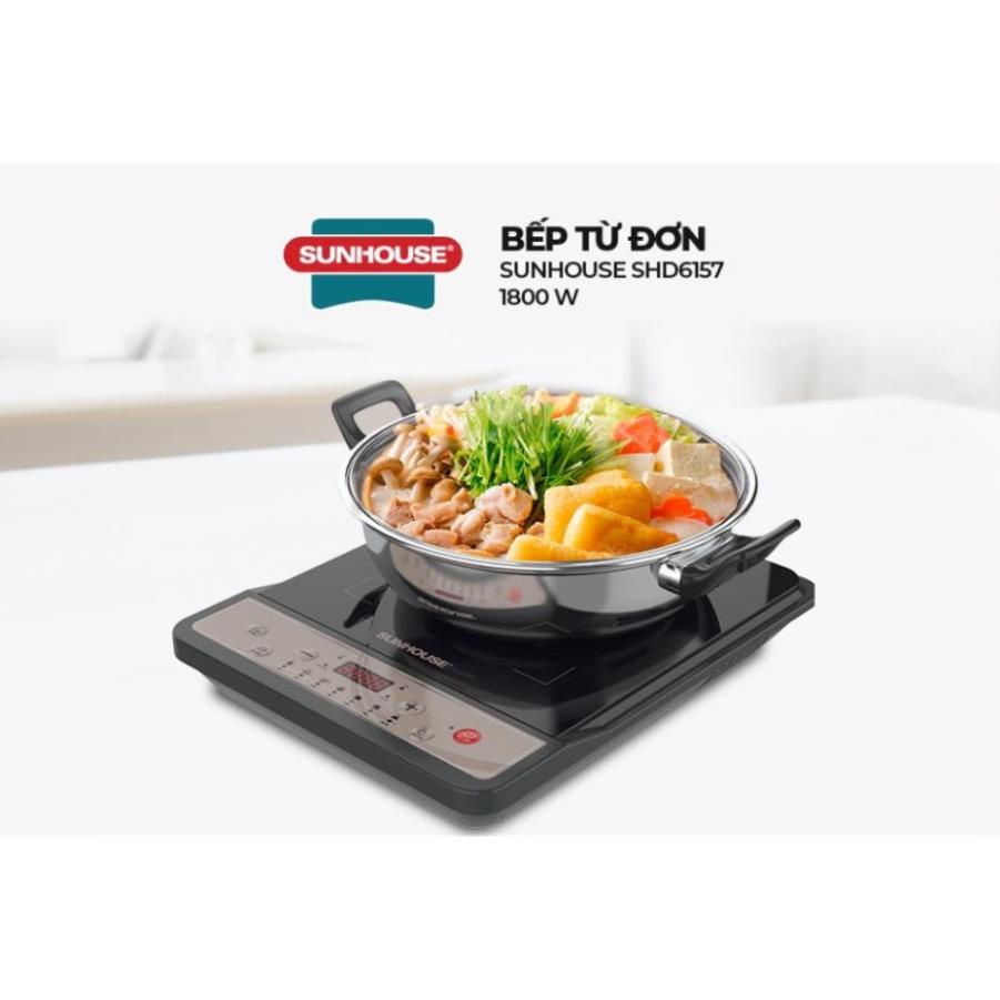 Bếp từ đơn Sunhouse SHD6157 | Công suất 1800W | Bảo hành chính hãng 12 tháng | Phím bấm điện tử | 7 chế đ