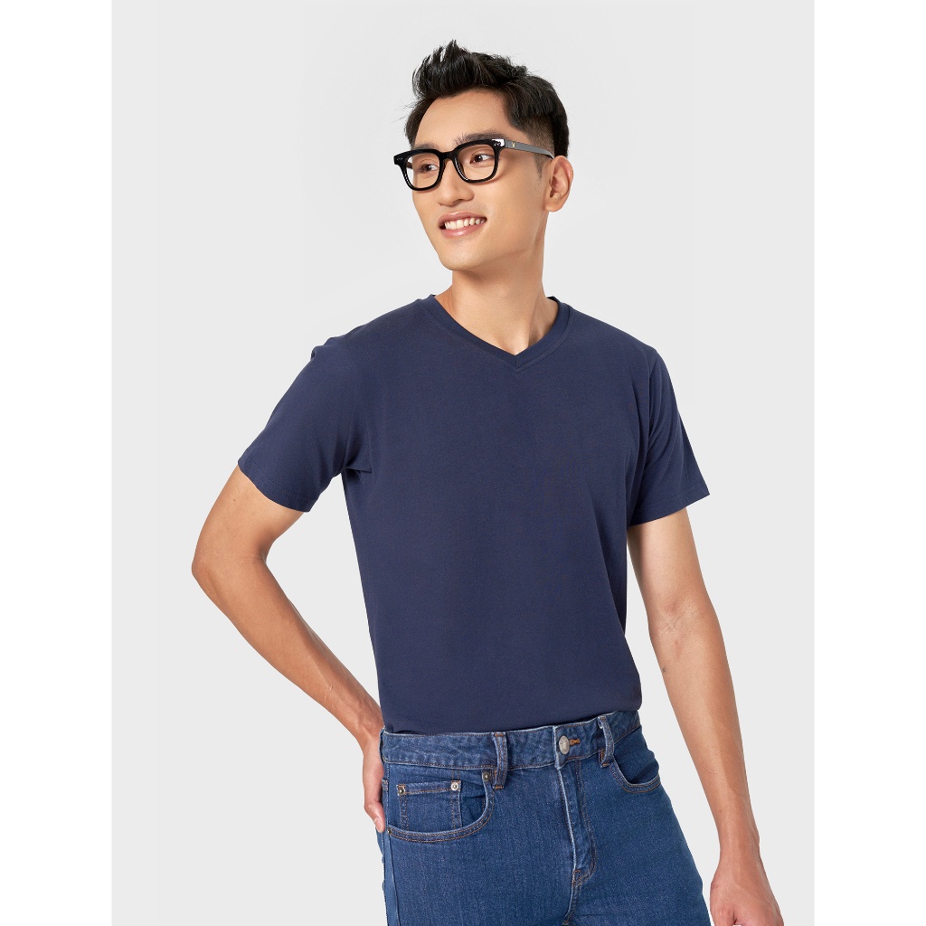 Áo phông nam CANIFA cổ tim chất liệu 100% cotton 8TS22A003