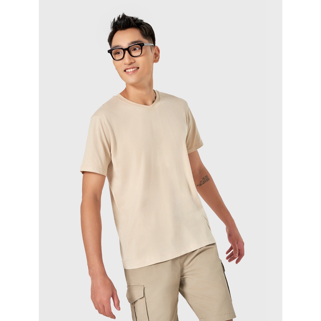 Áo phông nam CANIFA cổ tim chất liệu 100% cotton 8TS22A003