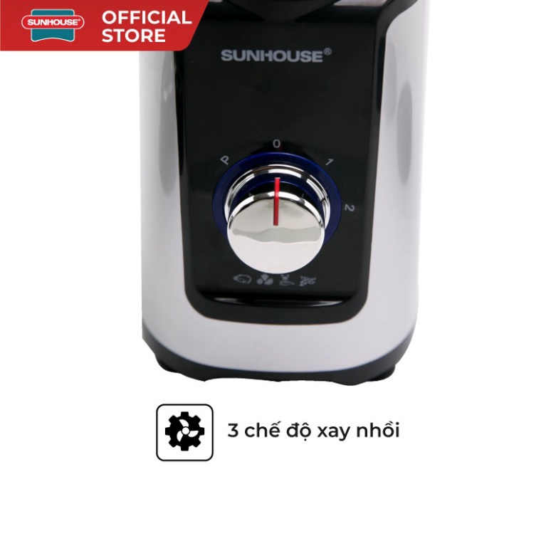 Máy xay sinh tố đa năng Sunhouse SHD5322 màu đen. Máy say sinh tố Sunhouse 3 cối. Sản phẩm chính hãng