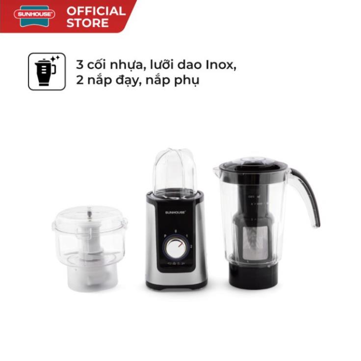 Máy xay sinh tố đa năng Sunhouse SHD5322 màu đen. Máy say sinh tố Sunhouse 3 cối. Sản phẩm chính hãng