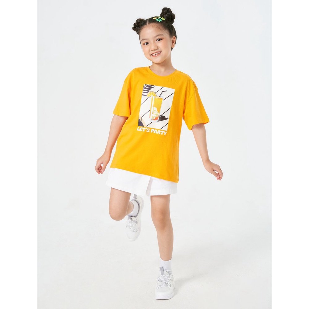 Áo phông unisex trẻ em CANIFA bo cổ, chất liệu 100% cotton 3TS22S007
