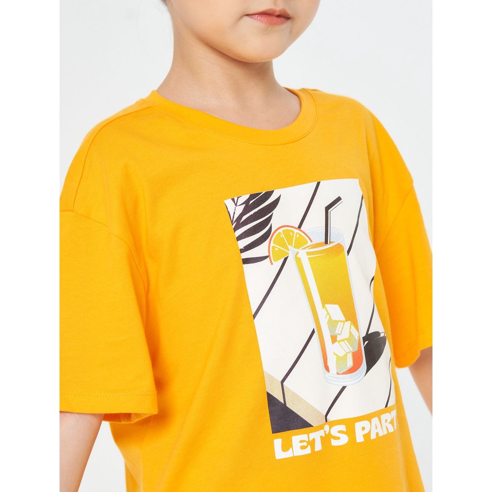 Áo phông unisex trẻ em CANIFA bo cổ, chất liệu 100% cotton 3TS22S007