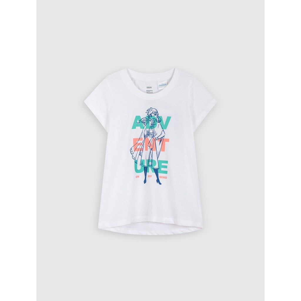 Áo phông bé gái CANIFA cổ tròn in hình Frozen dễ thưogn - 1TS22S023