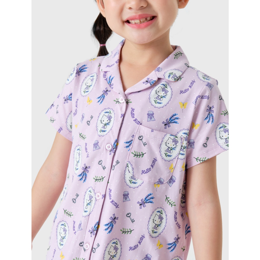 Bộ quần áo pijama bé gái CANIFA chất liệu cotton co giãn 1LS23S011